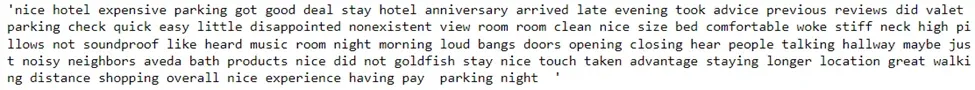 Screenshot of a user review for a hotel on TripAdvisor - this time without punctuation.