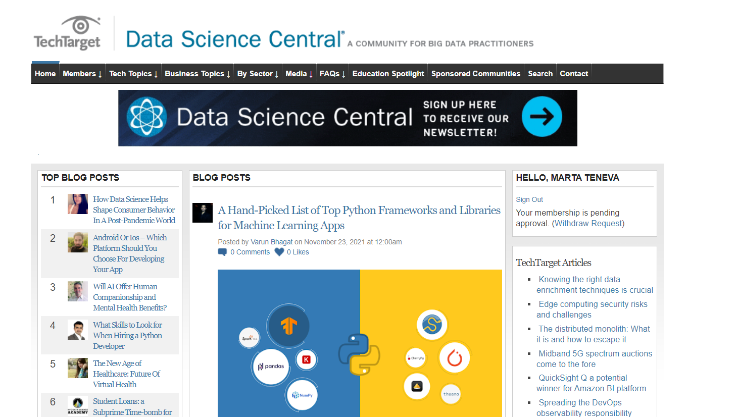 Data Science Central blog