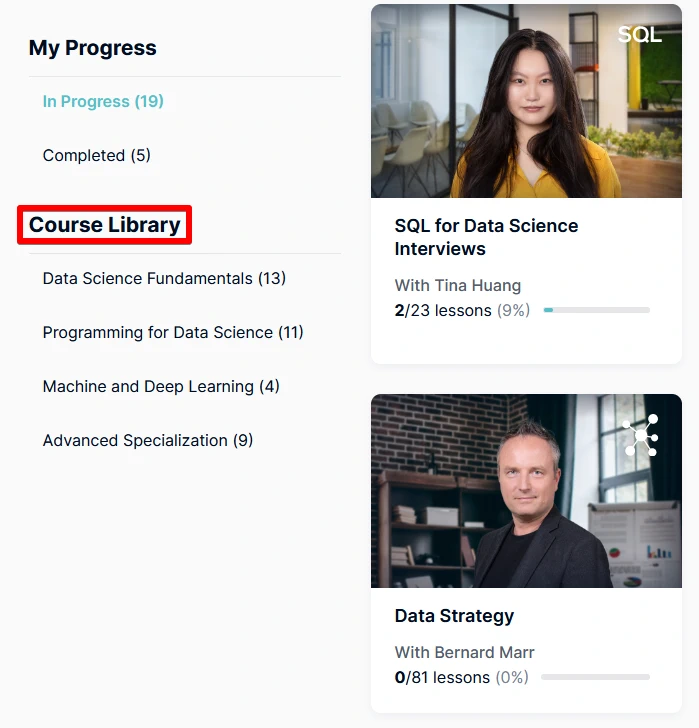 Modules in the course library