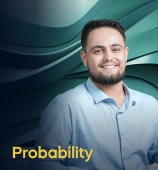 The Probability course creator stands in a modern office setting with the text 'Probability' on the left side of the image.