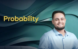 The Probability course creator stands in a modern office setting with the text 'Probability' on the left side of the image.
