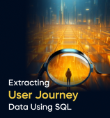 A woman with a laptop, with the text 'Extracting User Journey Data Using SQL Project' on the left side of the image