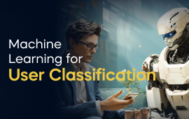 A woman with a laptop, with the text 'Machine Learning for User Classification Project' on the left side of the image