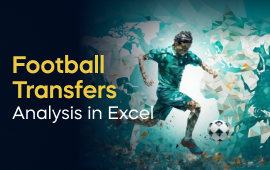 A woman with a laptop, with the text 'Football Transfers Analysis in Excel Project' on the left side of the image
