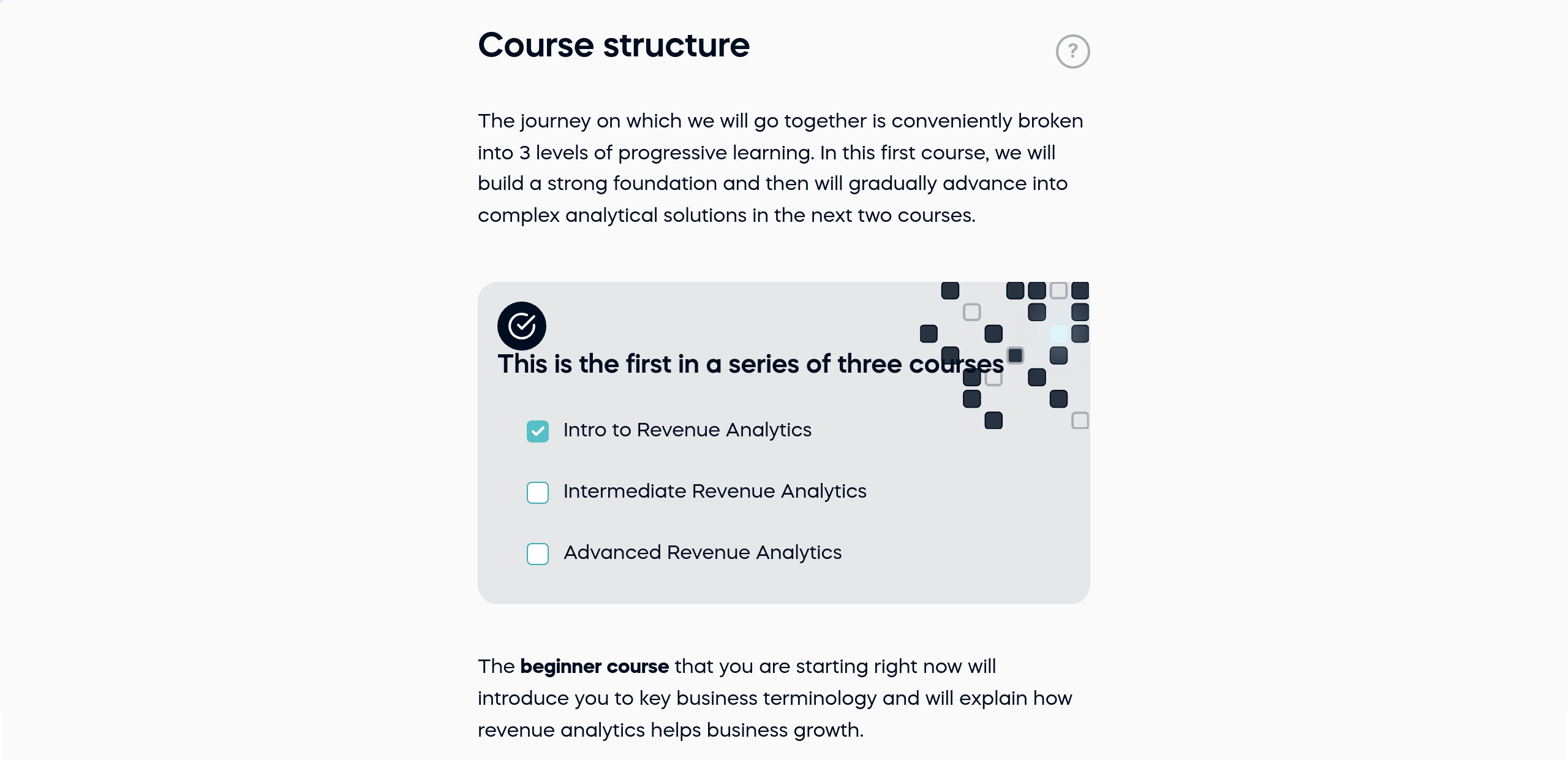 Course structure