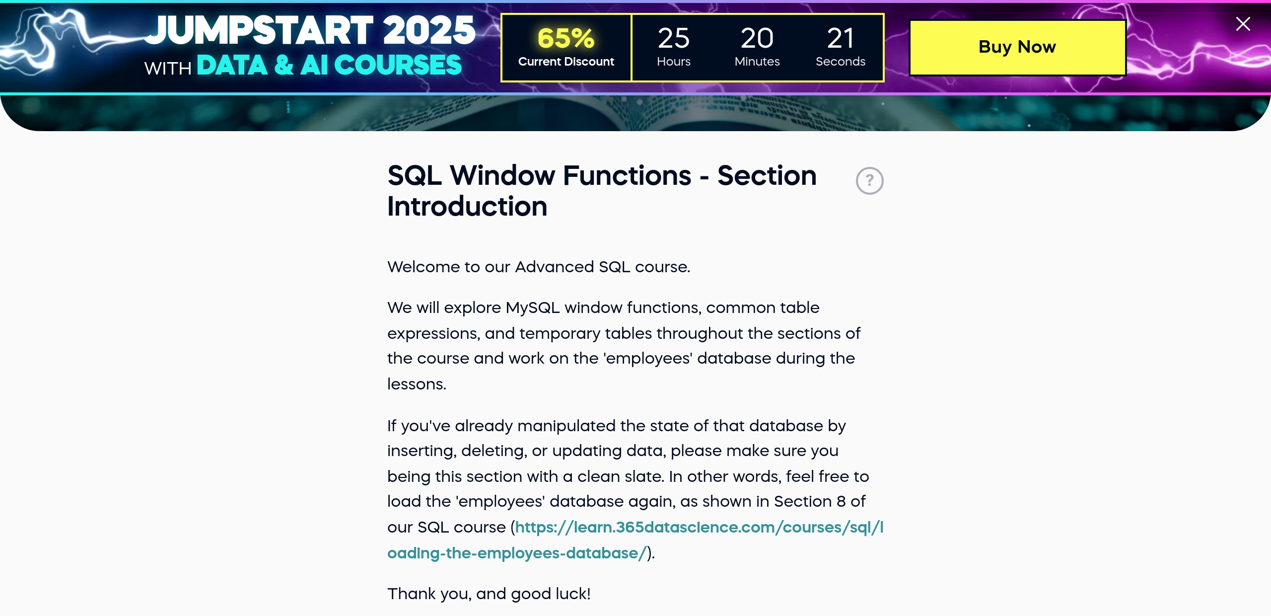 SQL Window Functions - Section Introduction