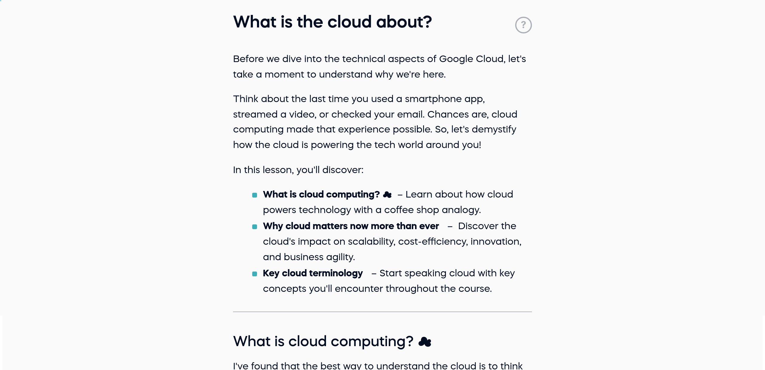 What is the cloud about?