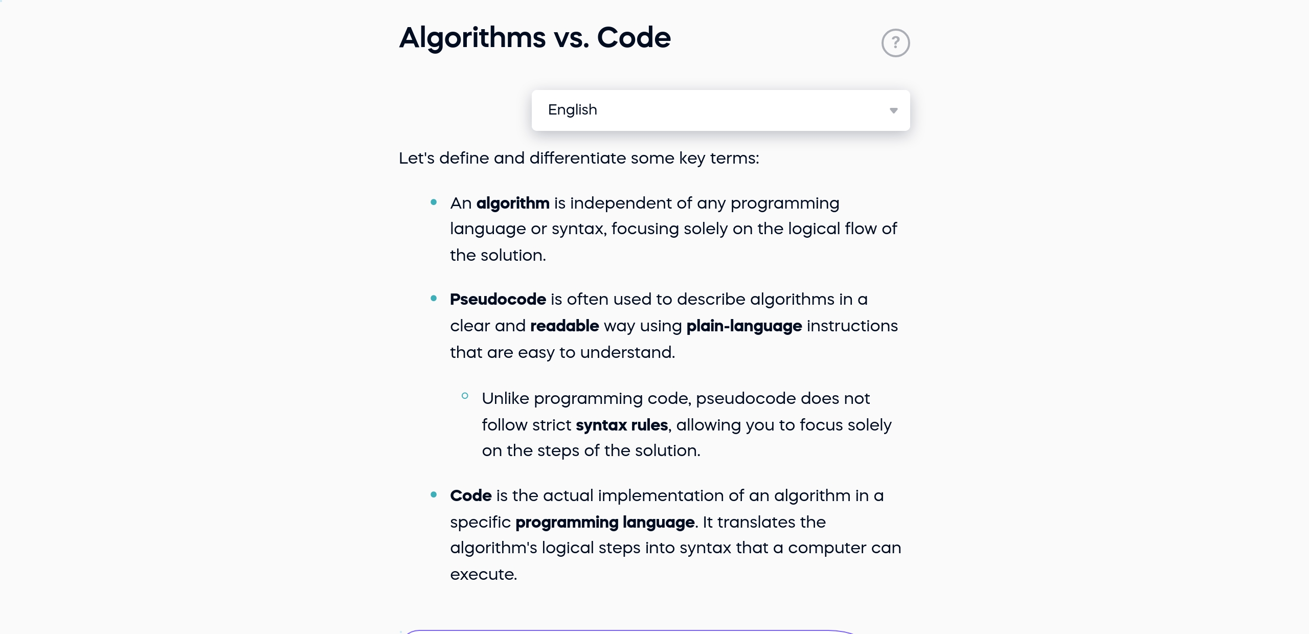 Algorithms vs. Code