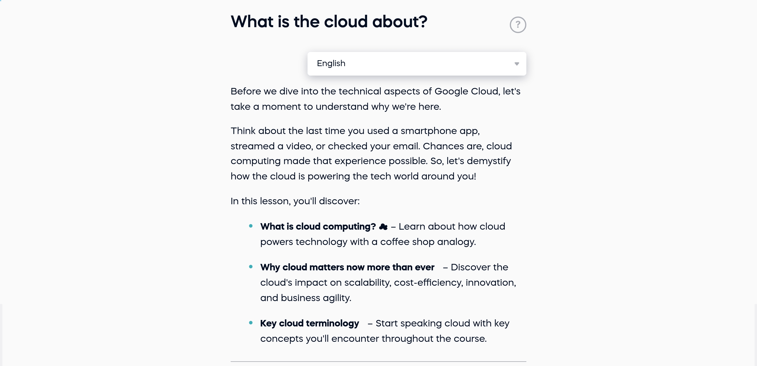 What is the cloud about?