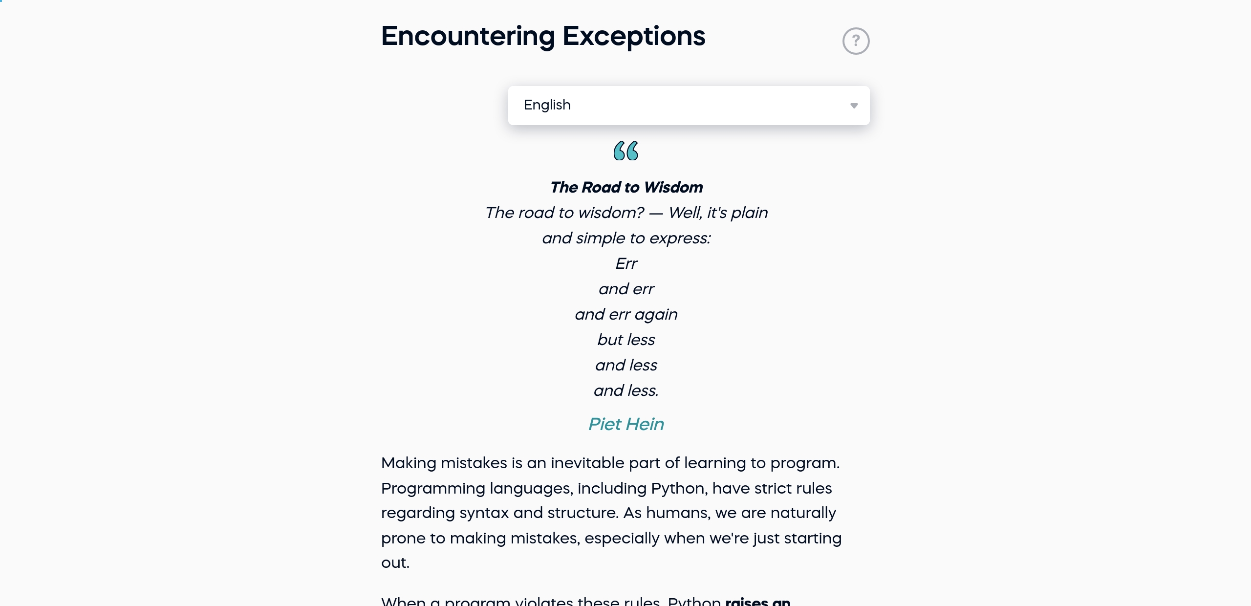Encountering Exceptions