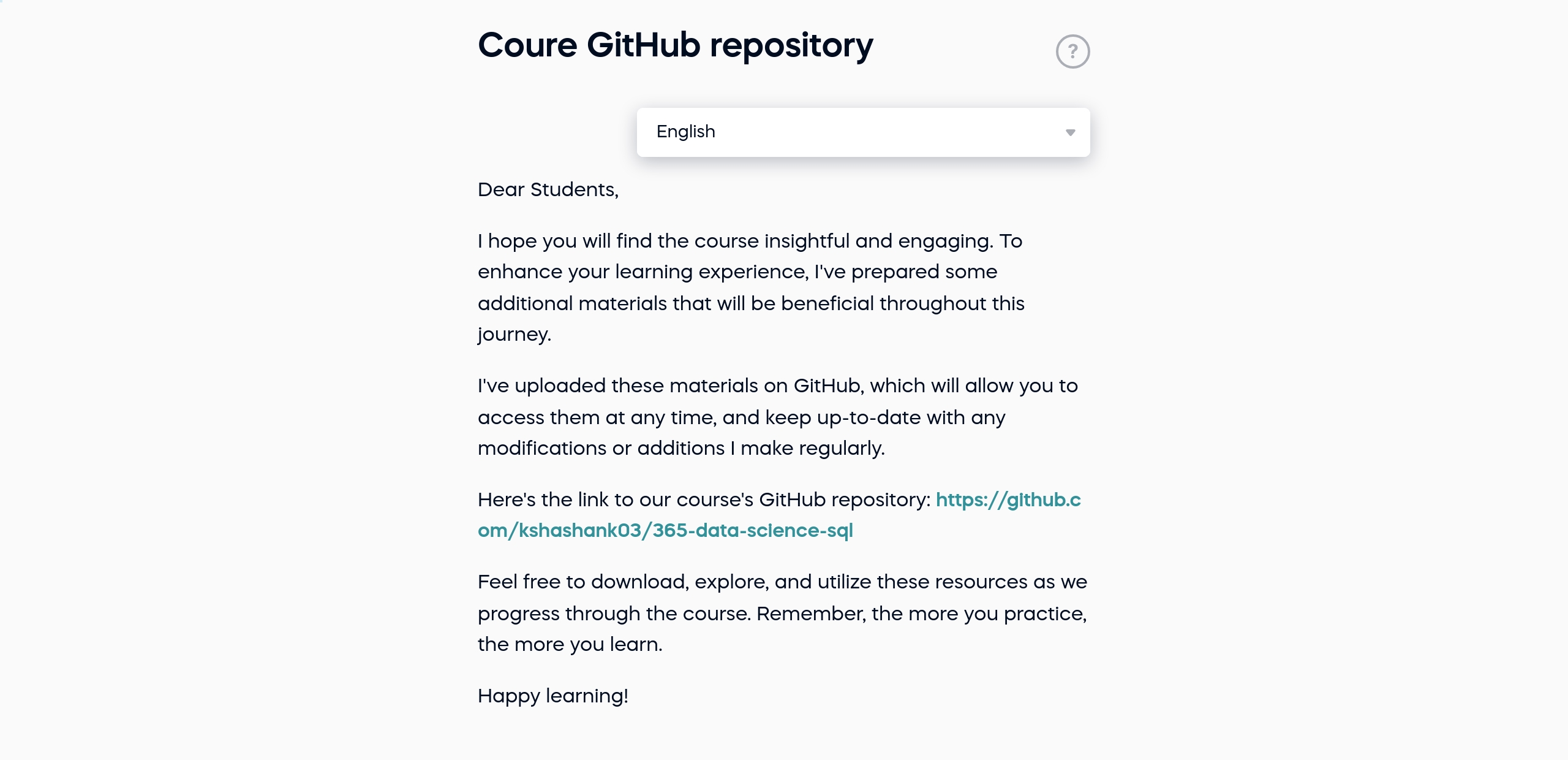 Coure GitHub repository