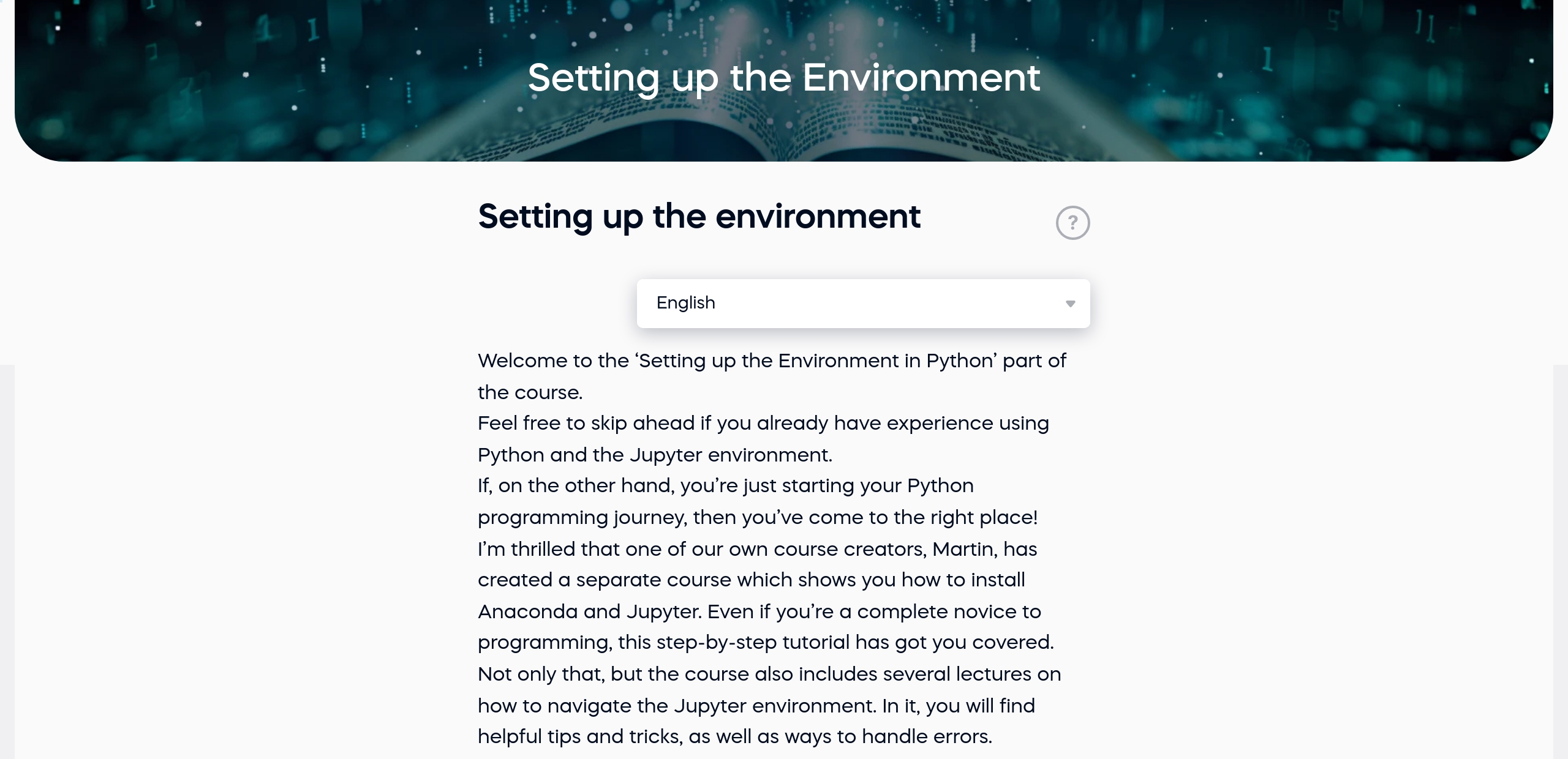 Setting up the environment