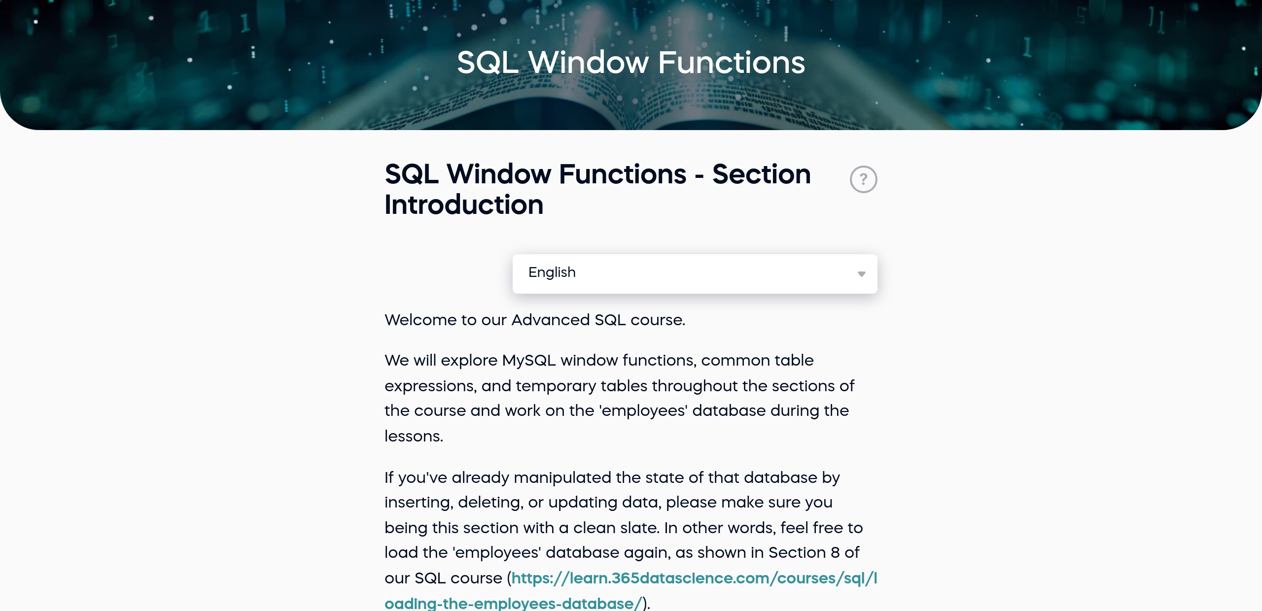 SQL Window Functions - Section Introduction