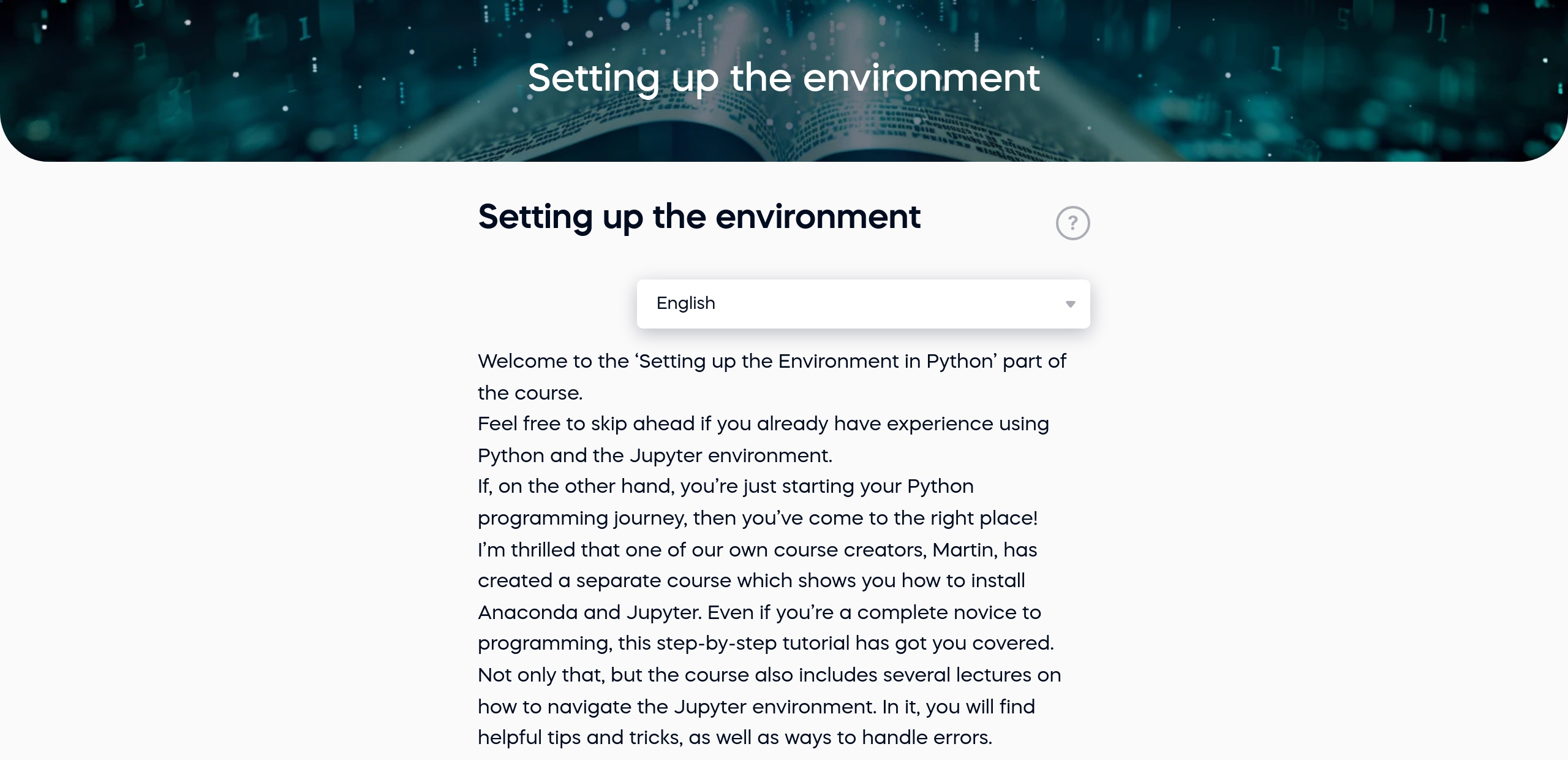 Setting up the environment