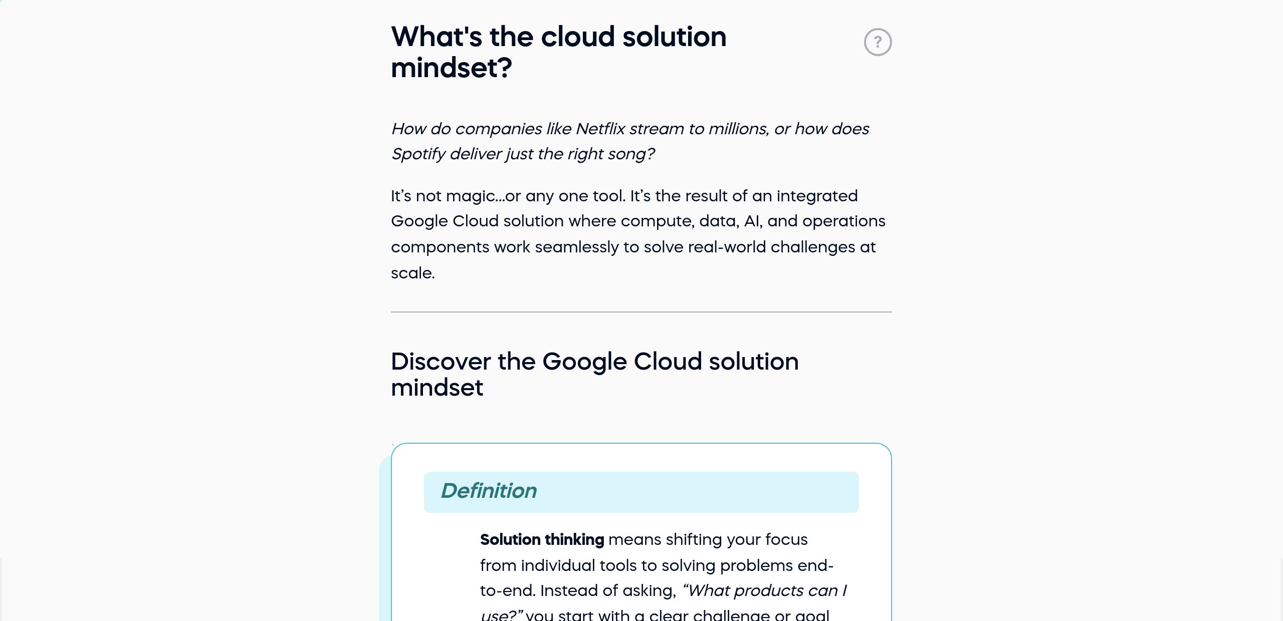 What's the cloud solution mindset?