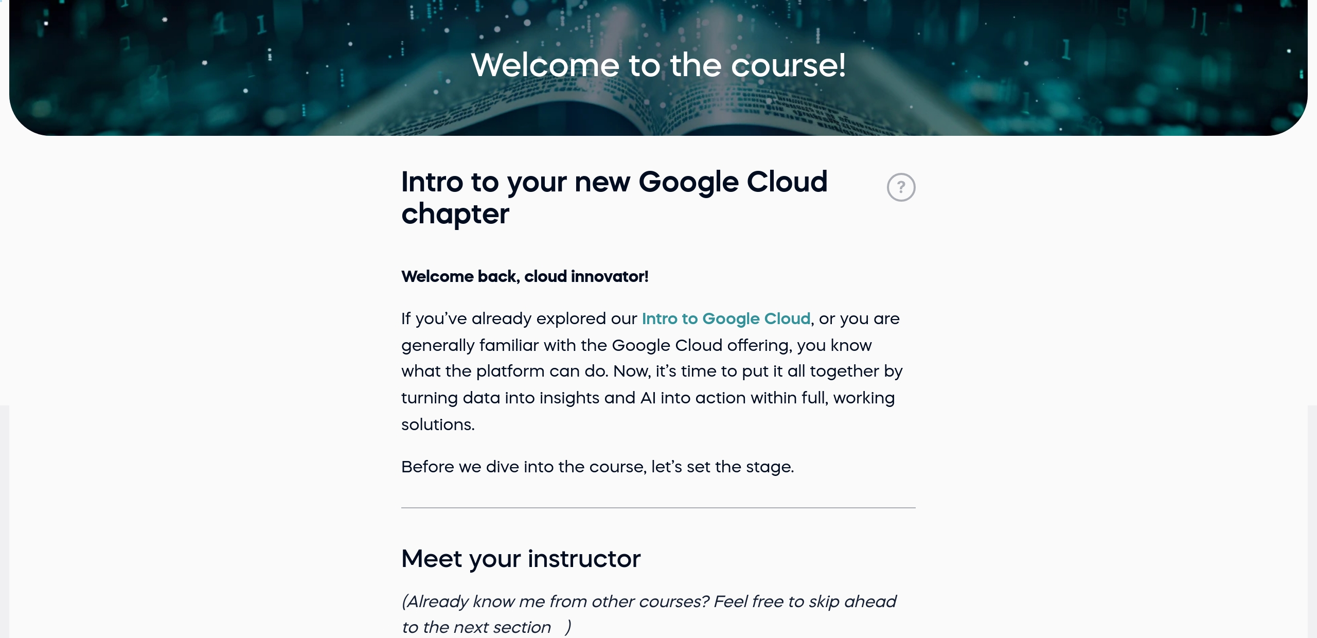 Intro to your new Google Cloud chapter