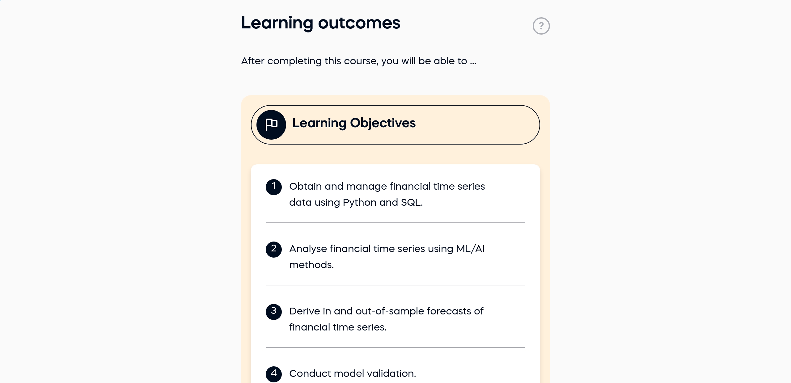 Learning outcomes