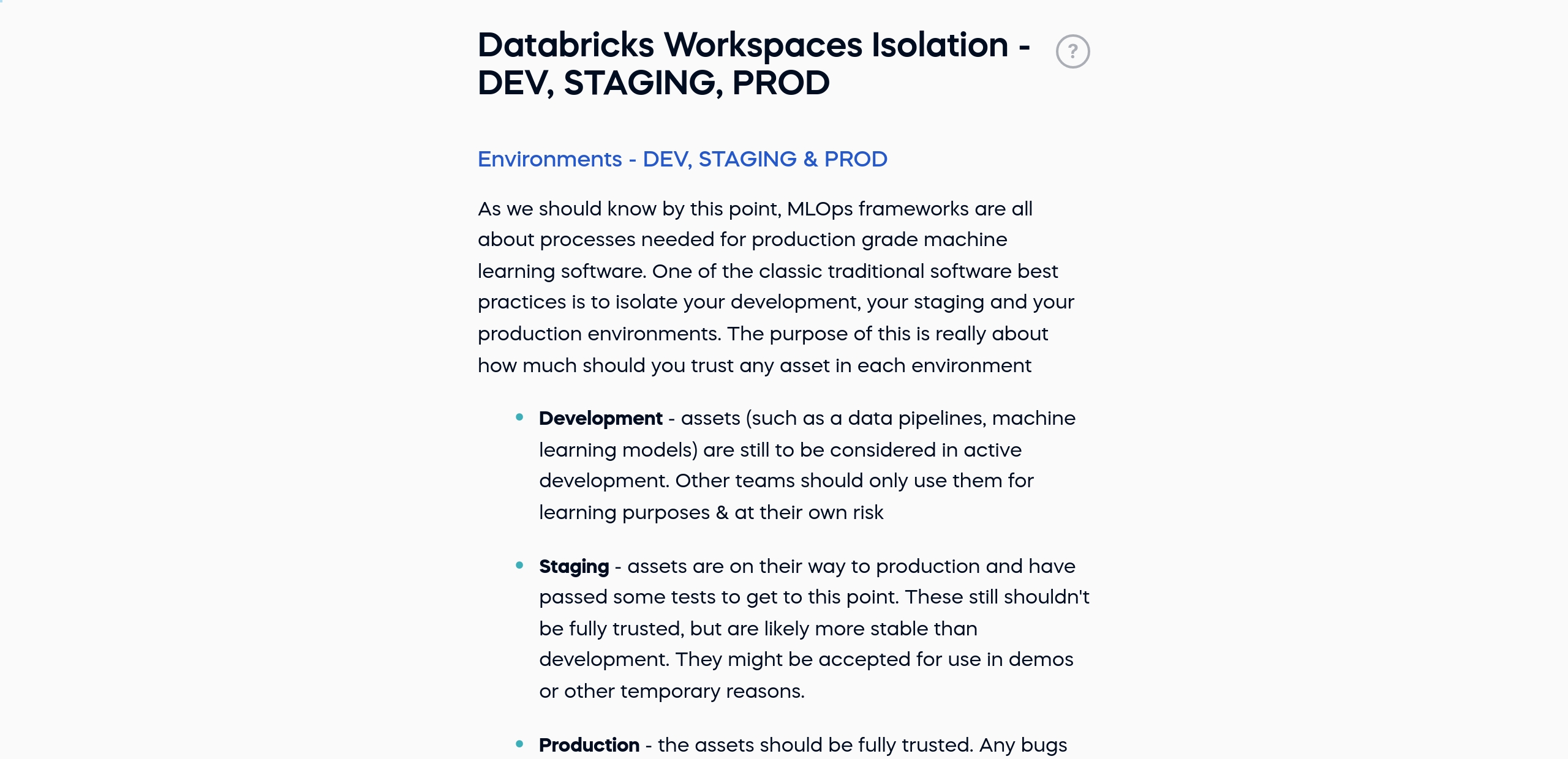 Databricks Workspaces Isolation - DEV, STAGING, PROD