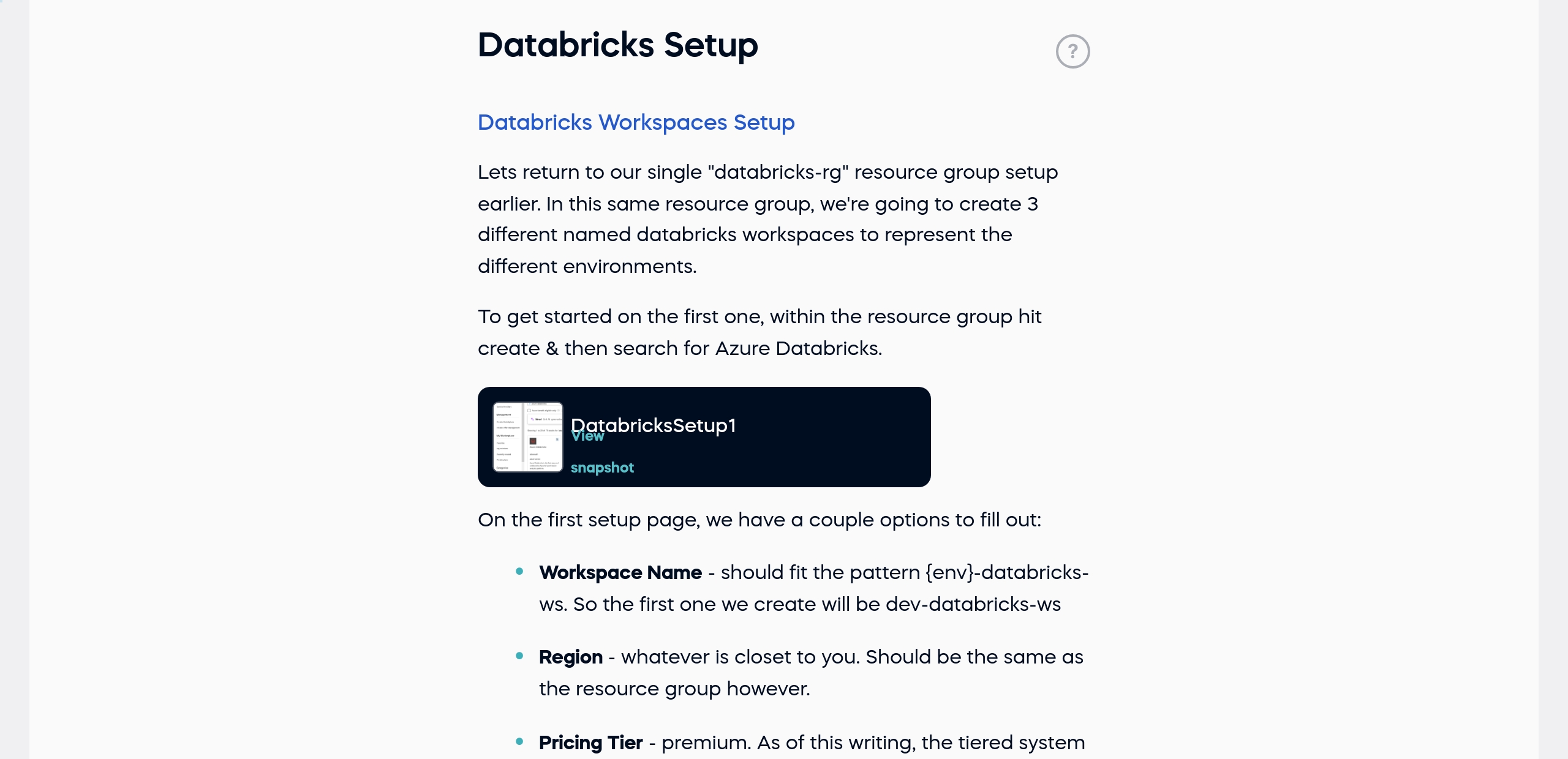 Databricks Setup