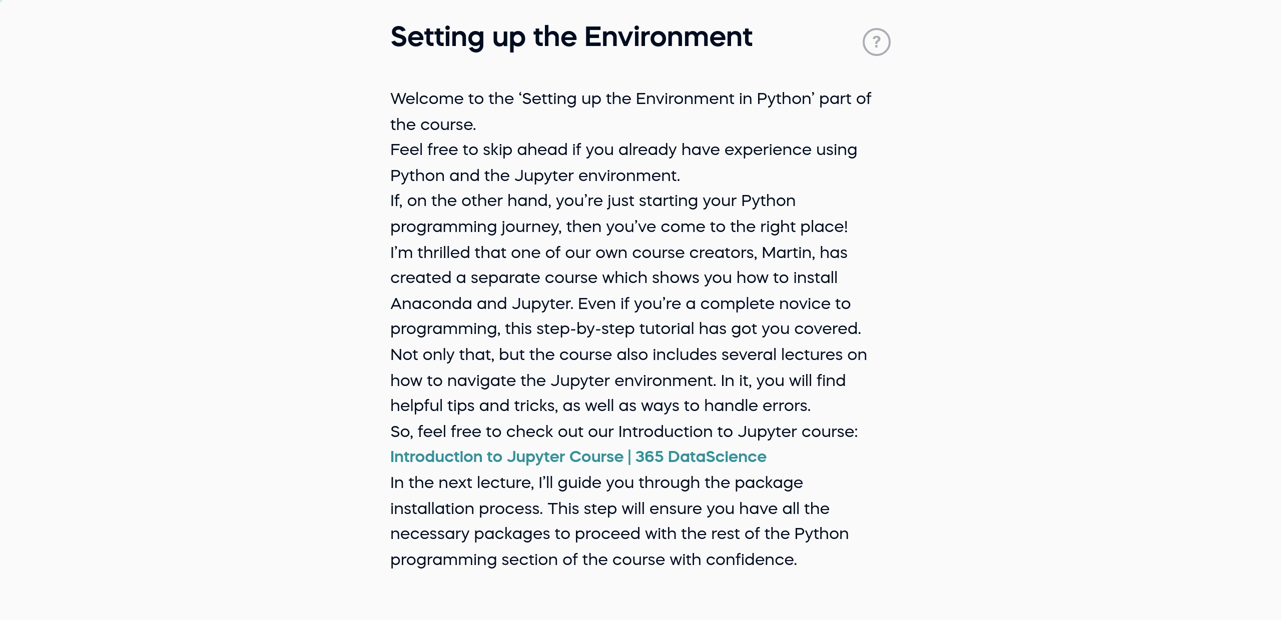 Setting up the Environment