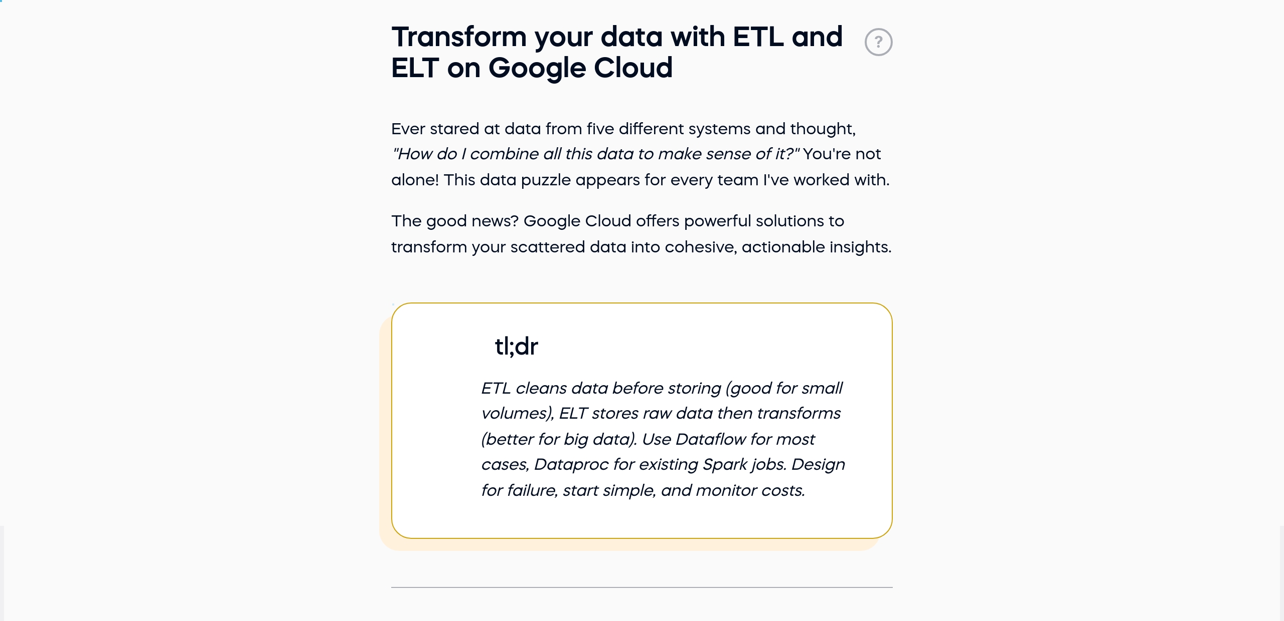 Transform your data with ETL and ELT on Google Cloud