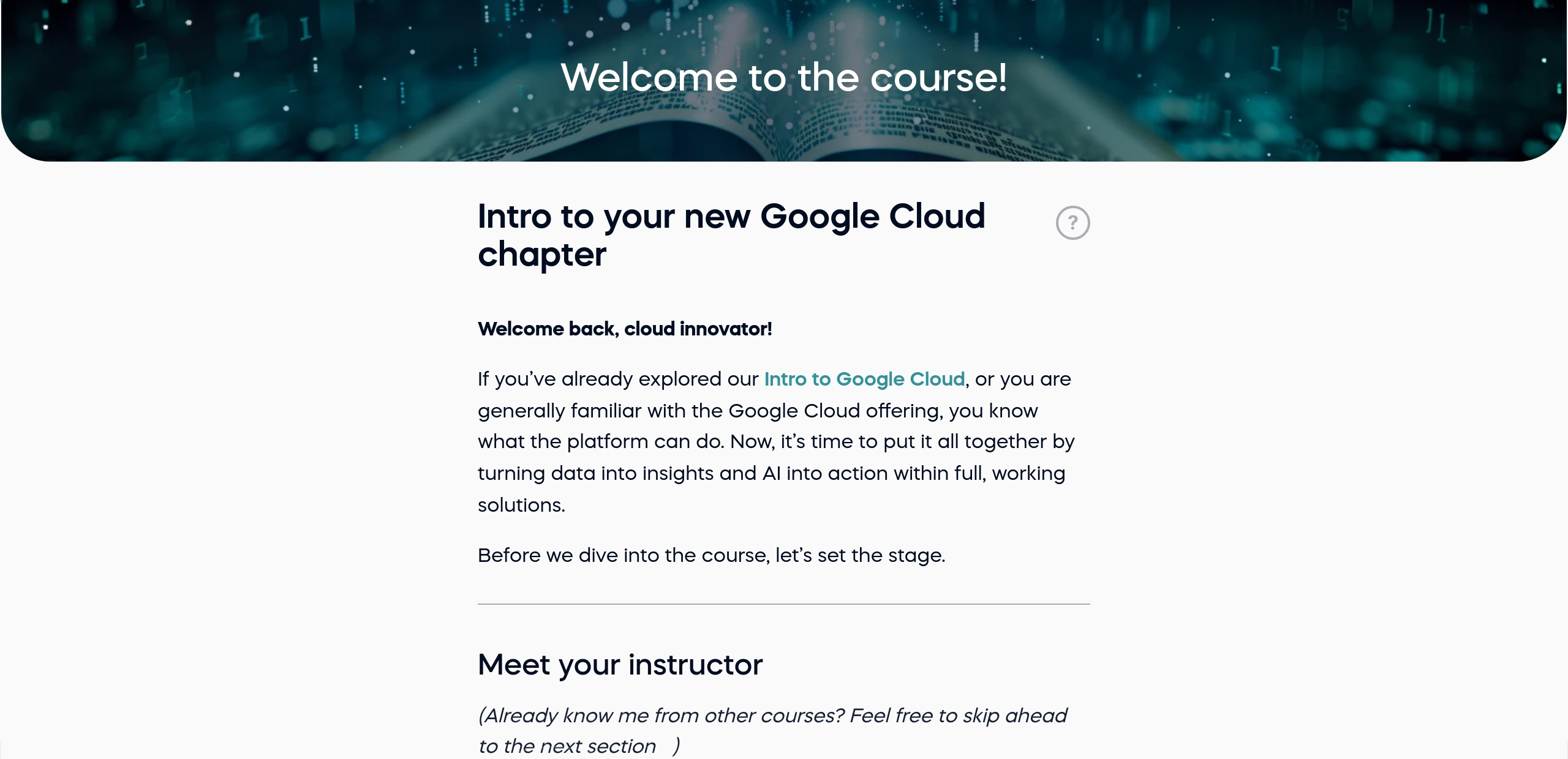 Intro to your new Google Cloud chapter