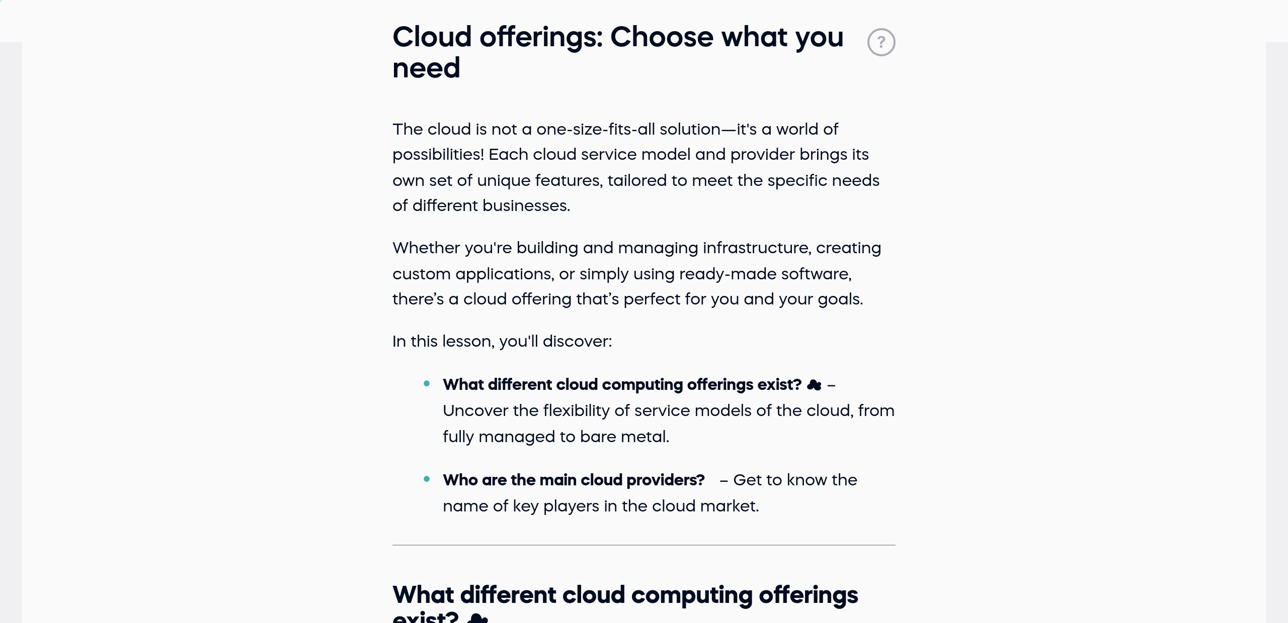 Cloud offerings: Choose what you need