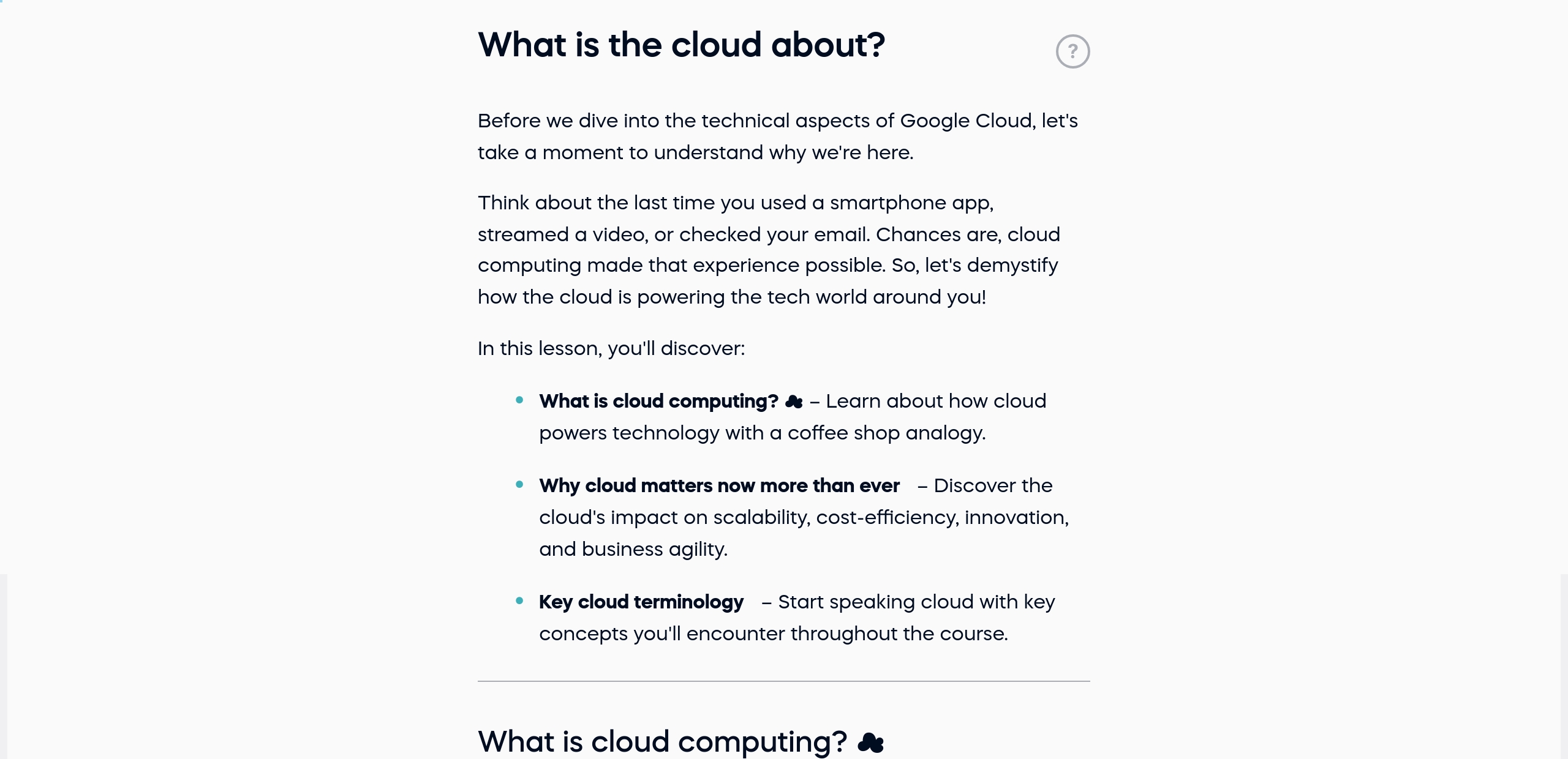 What is the cloud about?
