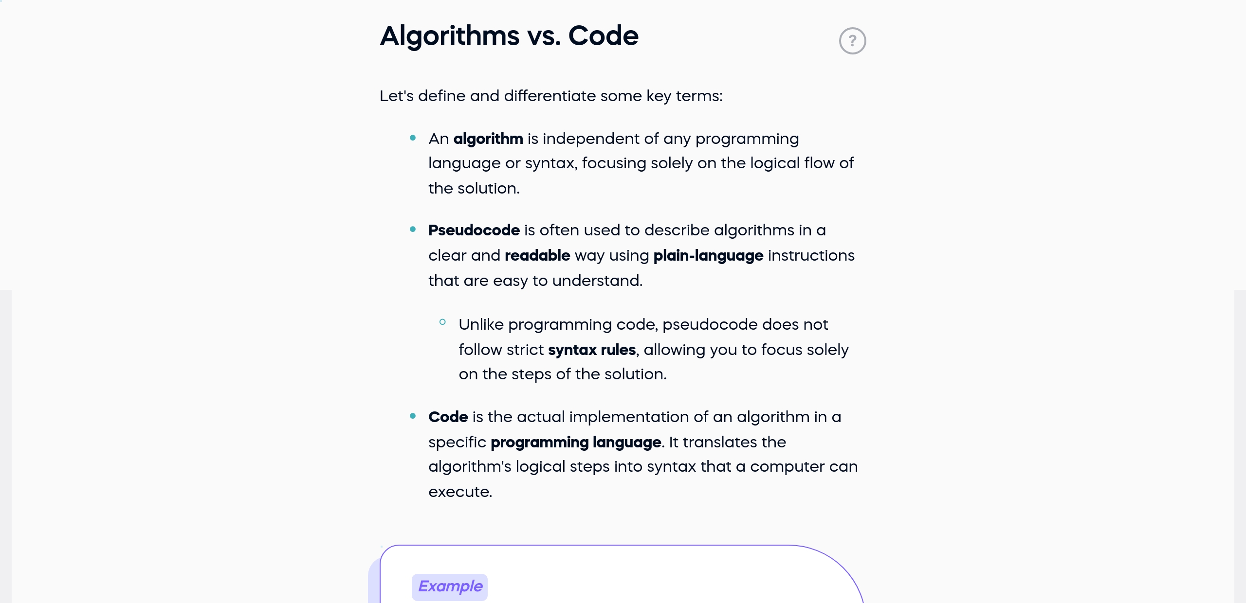 Algorithms vs. Code