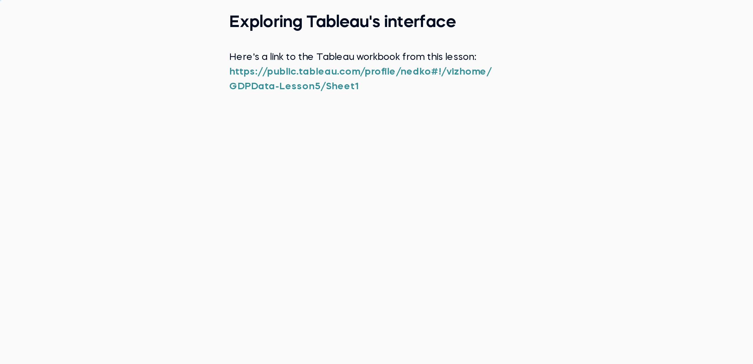 Exploring Tableau's interface