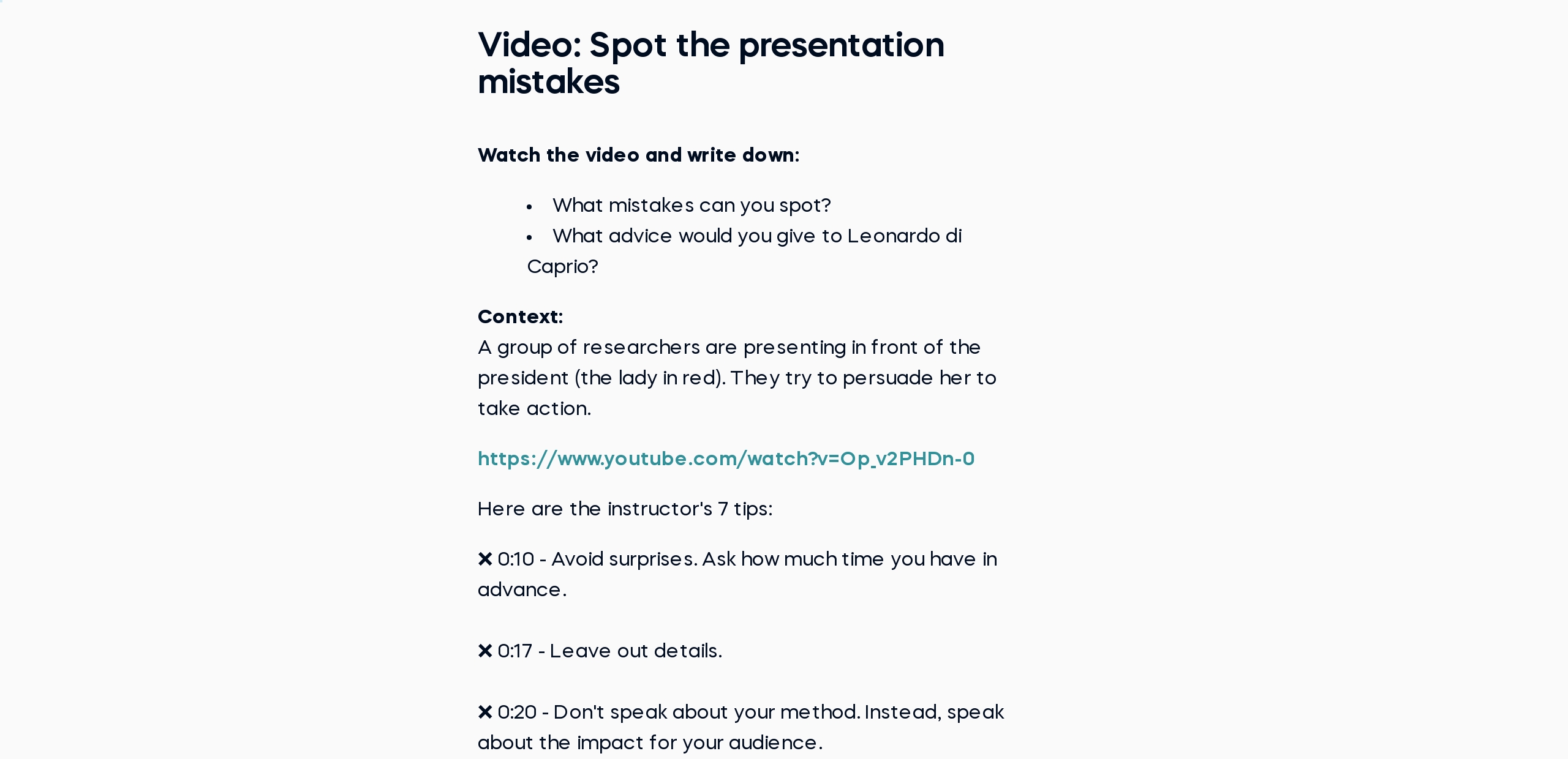 Video: Spot the presentation mistakes