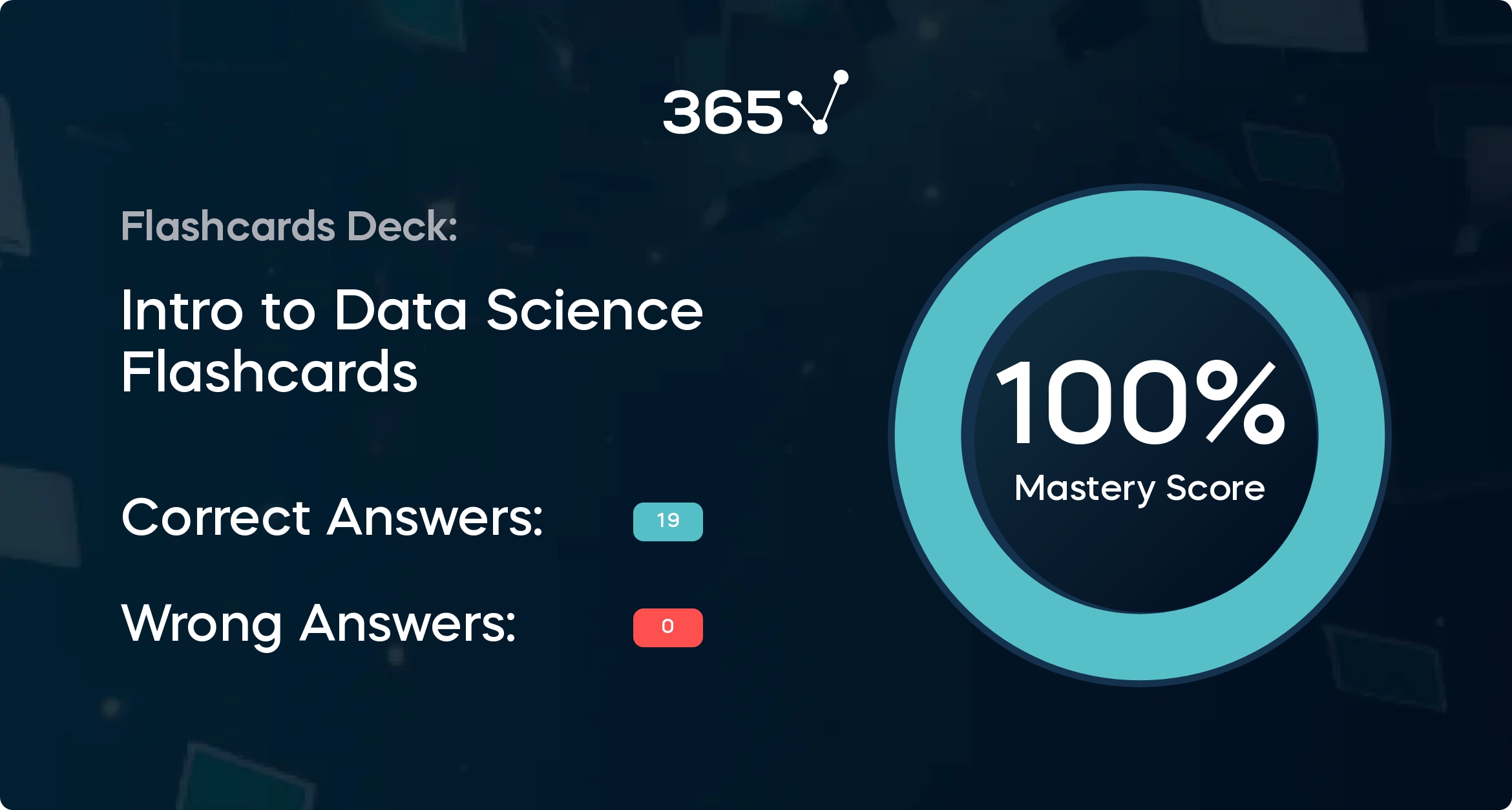 I just completed the intro to data science flashcards deck with 95 