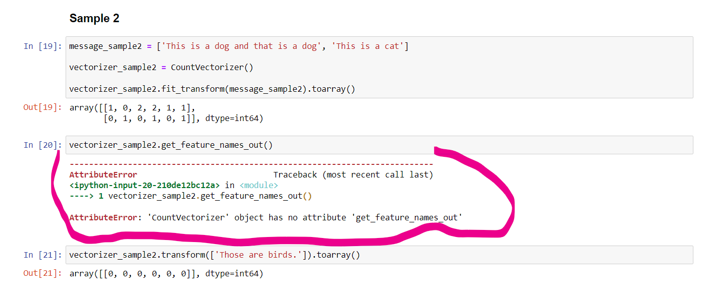 How to fix : " AttributeError: 'CountVectorizer' object has no attribute  'get_feature_names_out'" – Q&A Hub | 365 Data Science