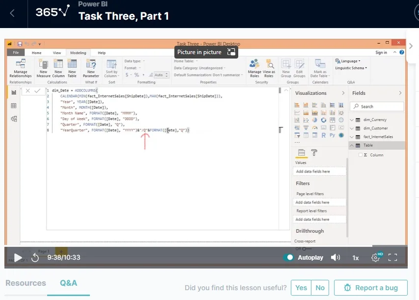 Task Three, Part 1 - YearQuarter function