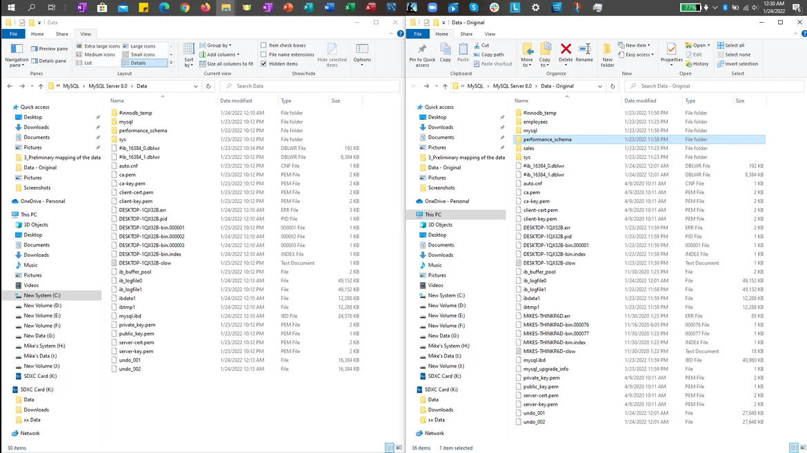 New database install vs Original database work