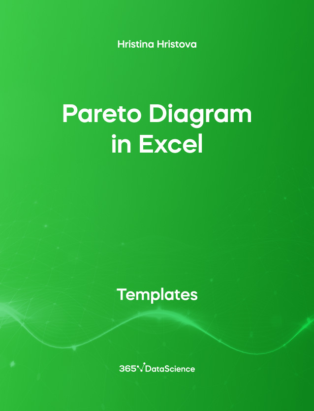 Green Cover of Pareto Diagram in Excel. The template resource is from 365 Data Science. 