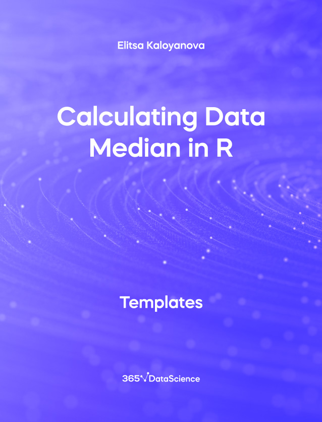 Purple Cover of Calculating Data Median in R. The template is from 365 Data Science. 