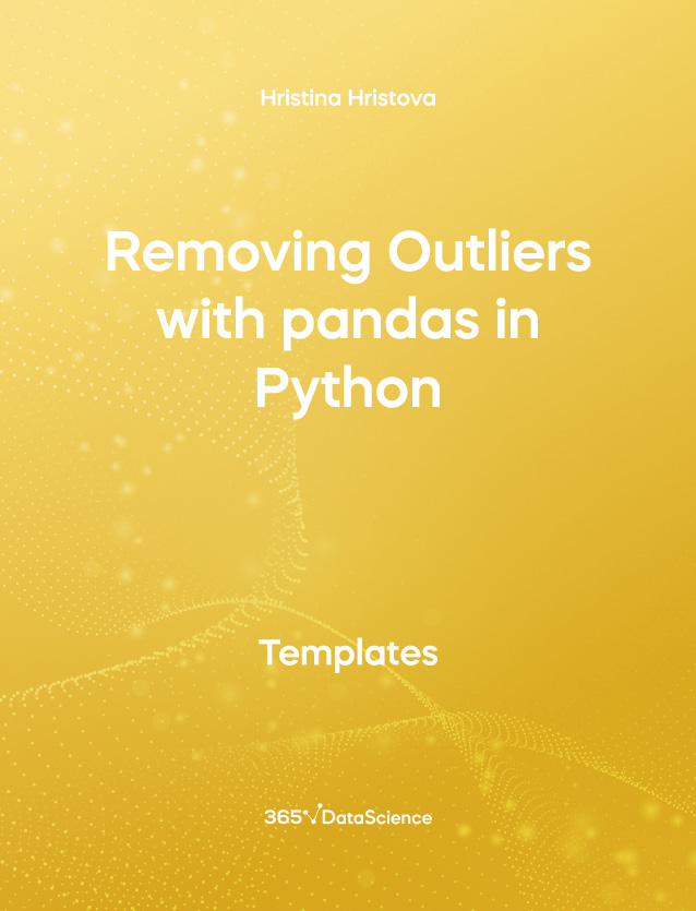Yellow cover of Removing Outliers with pandas in Python. This template resource is from 365 Data Science. 