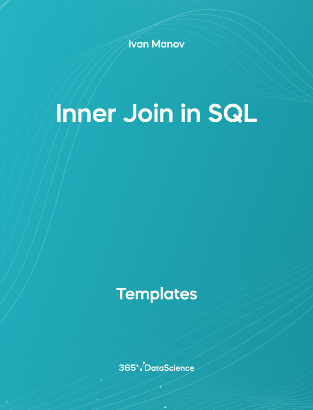 Ocean blue cover of Inner Join in SQL. This template resources is from 365 Data Science. 