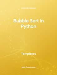 Yellow cover of Bubble Sort in Python. This template resourcs is from 365 Data Science. 