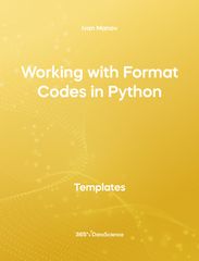 Yellow cover of Working with Format Codes in Python. This template resource is from 365 Data Science. 