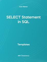 Ocean blue cover of SELECT Statement in SQL. This template resources is from 365 Data Science. 