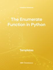 Yellow cover of The Enumerate Function in Python . This template resource is from 365 Data Science. 