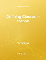 Yellow cover of Defining Classes in Python. This template resource is from 365 Data Science. 