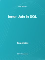 Ocean blue cover of Inner Join in SQL. This template resources is from 365 Data Science. 
