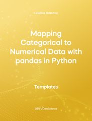 Yellow Cover of Mapping Categorical to Numerical Data with pandas in Python. This template resource  is from 365 Data Science.