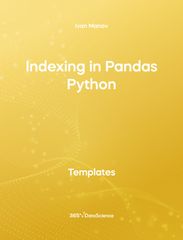 Yellow cover of Indexing in Pandas Python. This template resource is from 365 Data Science.