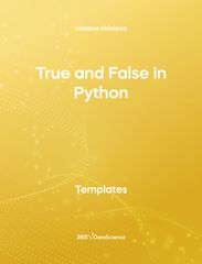 Yellow cover of True and False in Python. This template resource is from 365 Data Science. 