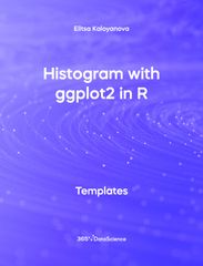 Purple Blue Cover of Histogram with ggplot2 in R. This template resource is from 365 Data Science.