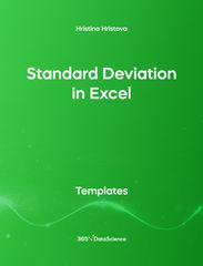 Green cover of Standard Deviation in Excel. This template resource is from 365 Data Science. 